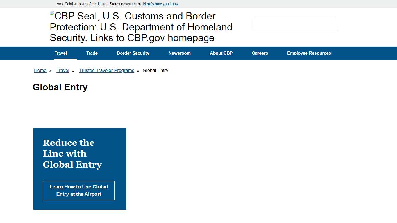Global Entry U.S. Customs and Border Protection